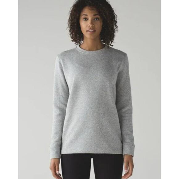 LULULEMON Yes Fleece Crewneck Side Zips Pocket Sweatshirt Sweater Gray 10 - Picture 1 of 7